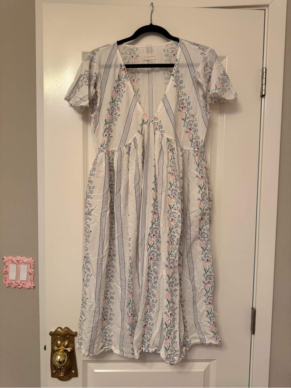 Daydress UK White Floral Stripe Midi Night Dress